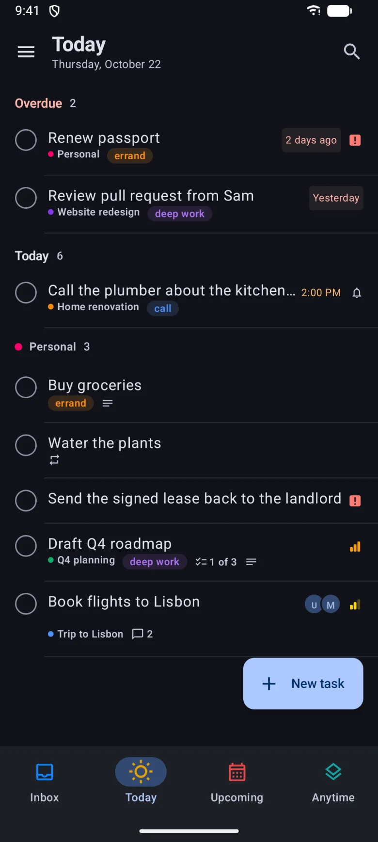 Today on Android in dark mode.