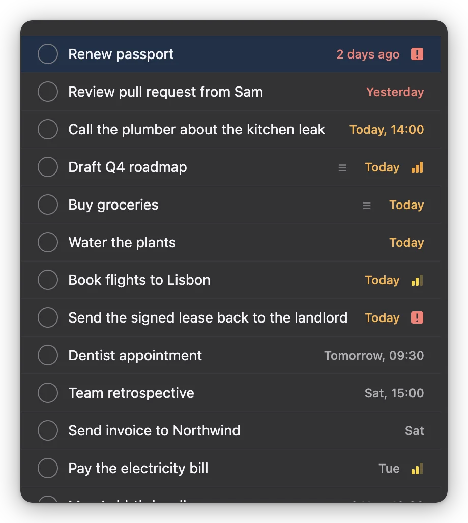 Quick View in dark mode.