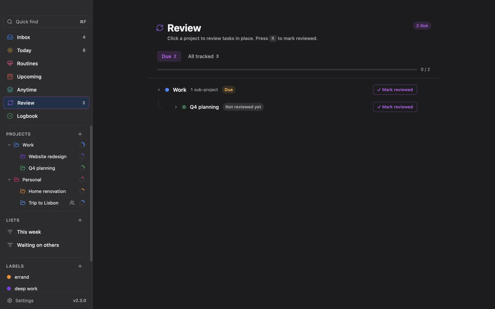 Review in dark mode.